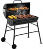 Portable Charcoal BBQ Grill & Smoker – Oil Drum Barrel Barbecue with Wheels